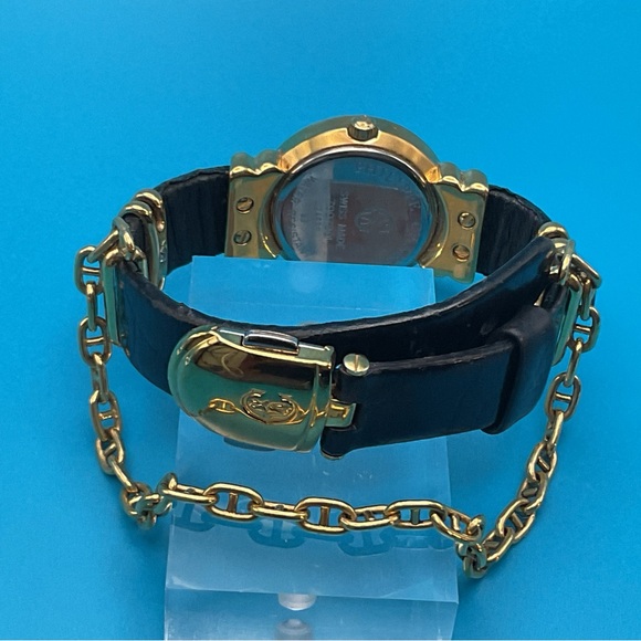 Gold-Tone Women's Watch with Black Leather Strap - Picture 2 of 14